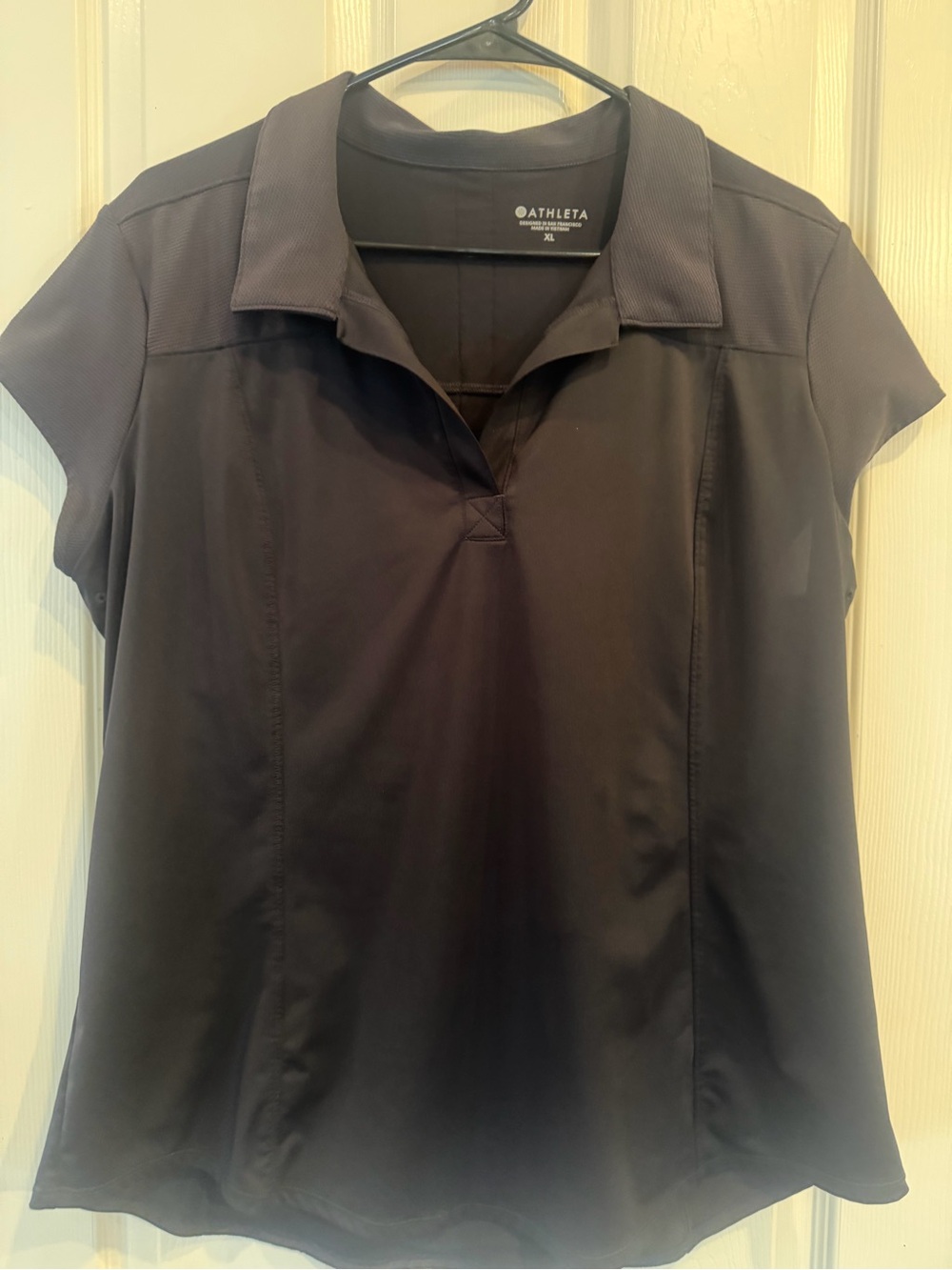 Athleta Black Short-Sleeve Polo Shirt